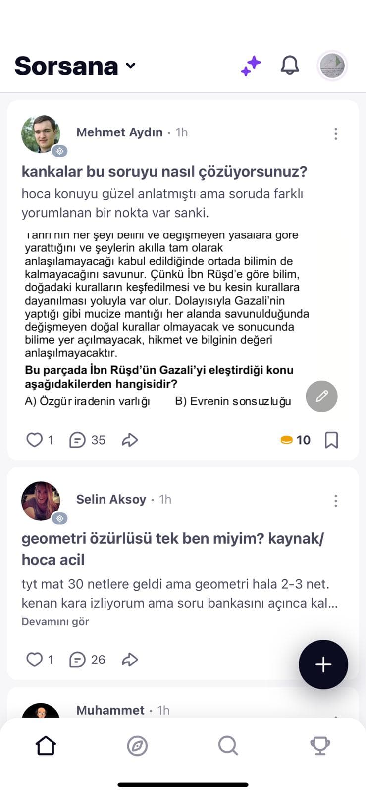 Sorsana feed ekranı